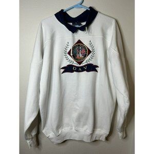 Disabled American Veterans Sweater  White Embroidered Blue Collar Size XL Tall